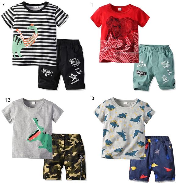

15 styles Boutique boy Designer Clothing Sets O-neck Short Sleeve Animals Print T shirt +Short boy Sets summer 100% cotton clothing set