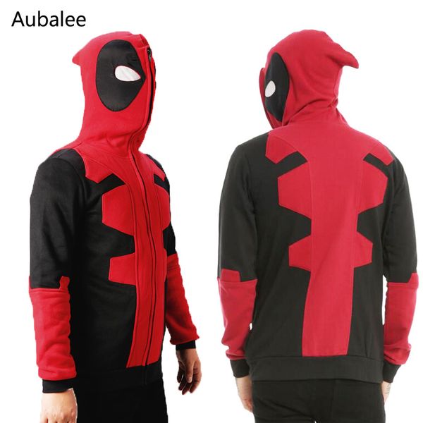 

deadpool толстовки осень мужская мода zipper толстовка с капюшоном deadpool косплей толстовка маска coat halloween верхняя одежда, Black