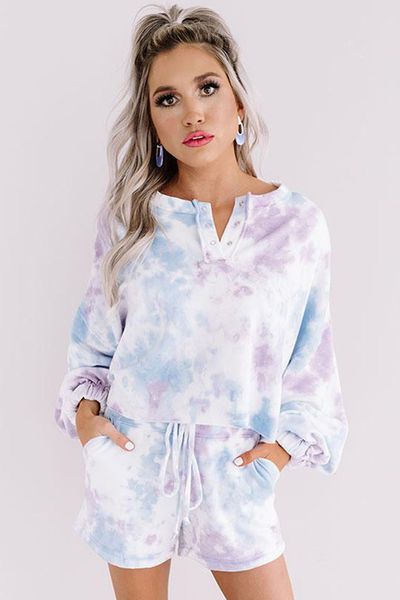 

dhl for pajamas tiedye for womens pyjama korte sets met ronde hals en tie-dye tie dye alien shirt grey magnet in stock sweet07, Blue;gray