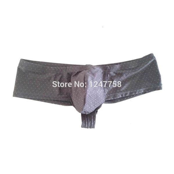 

men's enhance bulged pouch mini boxer guys hip elastic underwear shiny dots micro trunks pants, Black;white