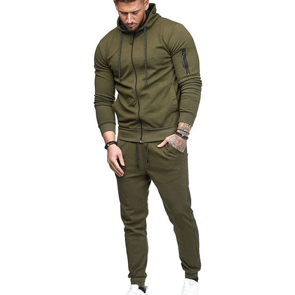 

thefound 2019 fashion mens tracksuit set hoodie bottoms jogging joggers gym s-xxl sports suit, Gray