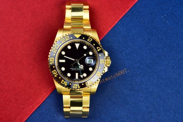 

asia 2813 luxury 116718-ln gmtii 40mm black gold automatic mechanical folding buckle 18k yellow gold-stainless steel men, Slivery;brown