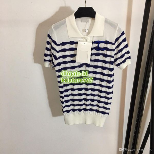 

fashion show week summer женщина вязание вышивка письмо короткие футболки топы отворот шея трикотаж рубашка горячей продажа tee настройка с, White