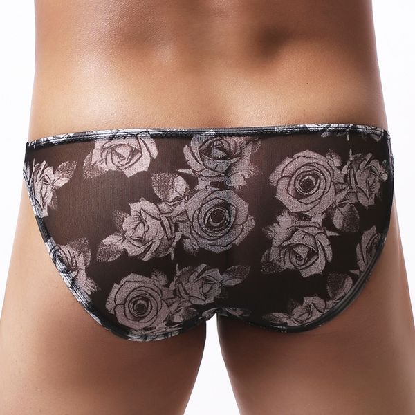 

mens underwear net yarn small briefs ice cool nylon breathable roses transparent boys pants, Black;white