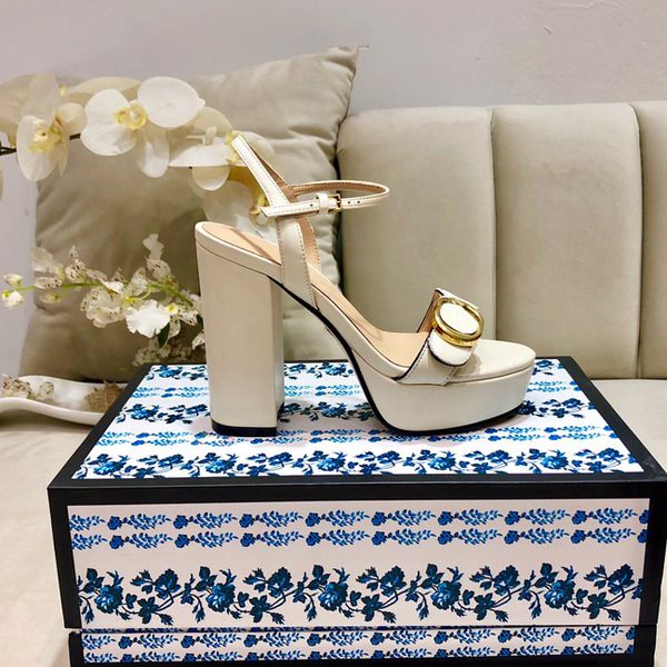 

luxury 2020 genuine leather thrill heels women unique designer dress wedding shoes shoes platforme letters buckle heel sandals 35-42, Black