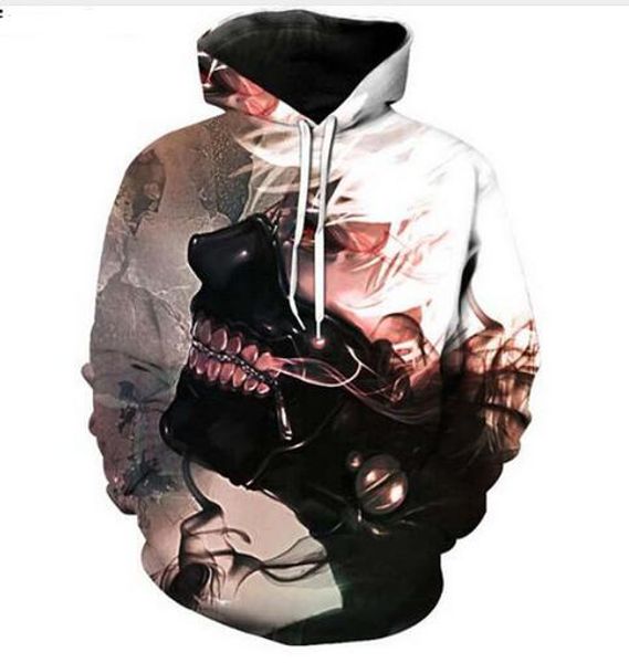 

new fashion hip hop sweatshirt men women 3d casual hoodies tokyo ghouls harajuku style loose pullover hoodies us0132, Black