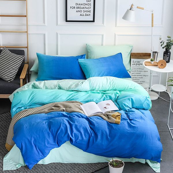 

ahsnme 4pcs bedlinen modern gradient color bedding set very soft washed cotton duvet cover sets flat bed sheet ing