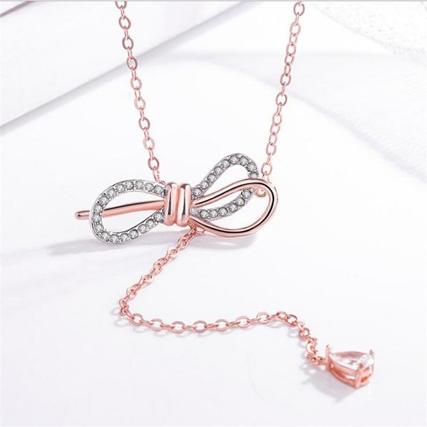 

creative bow y-length adjustable pendant necklace women stethoscope heart pendant choker fashion jewelry gifts dropshopping, Silver