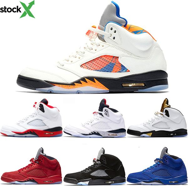 

mens 5 5s basketball shoes international flight blue suede olympic og metallic black white cement fire red sport sneaker size 41-47