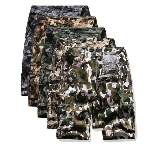 

overalls fifth pants men's camouflage printed shorts, White;black