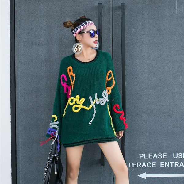 

2019 autumn new fashion brand letter bat sleeve sweater loose sweater female ins super fire round neck autumn shirts, White;black