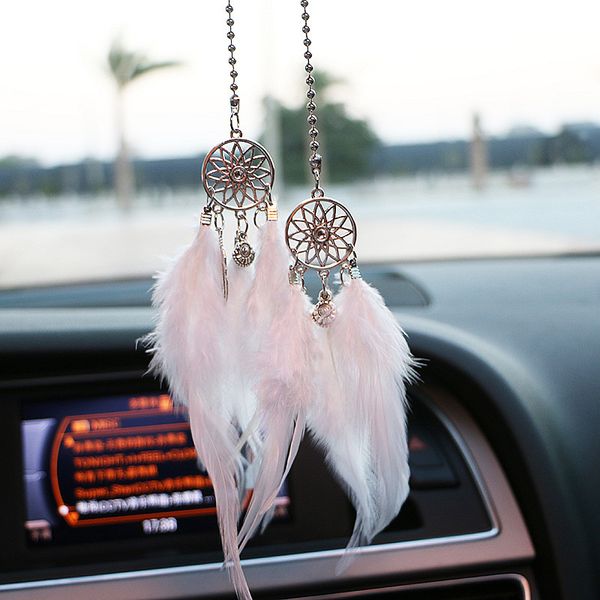 

dream catcher car pendant handmade feather wind chimes auto ornament home wall hanging decoration dreamcatcher wedding gift