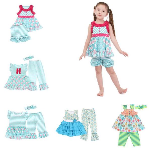 

2019 angel toddler girls summer pink peony apple green white rose cotton kids clothing set girls fashion 2pcs children outfit by1067