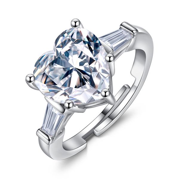 

fashion heart shaped woman opening zircon engagement ring temperament couple ring xiao mei zi, Slivery;golden