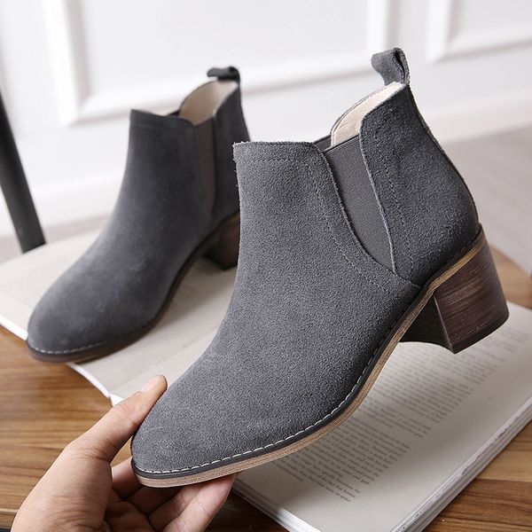 

beige boots women shoes chunky high-heeled ankle boots new cotton winter added fleece to keep warm, Black