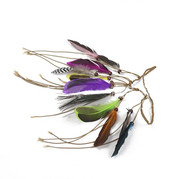 

women girls handmade woven feather tassel headwear with beads hair decorations