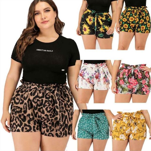 

beach shorts bohemia floral beachwear pants flowers printed casual boardshorts plus size belt swimwear elastic surf swimming shorts f7519, Black