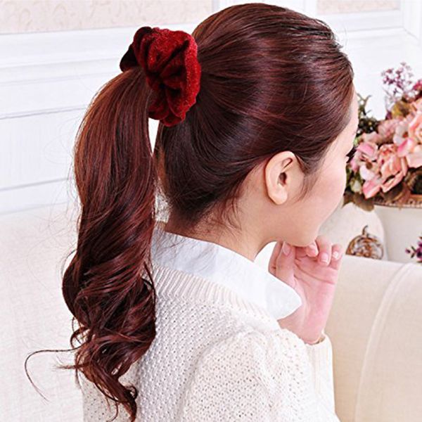 

10 pcs velvet elastic hair bands scrunchy for women or girls hair accessories beauty make up hairstyle tools high quality, Brown