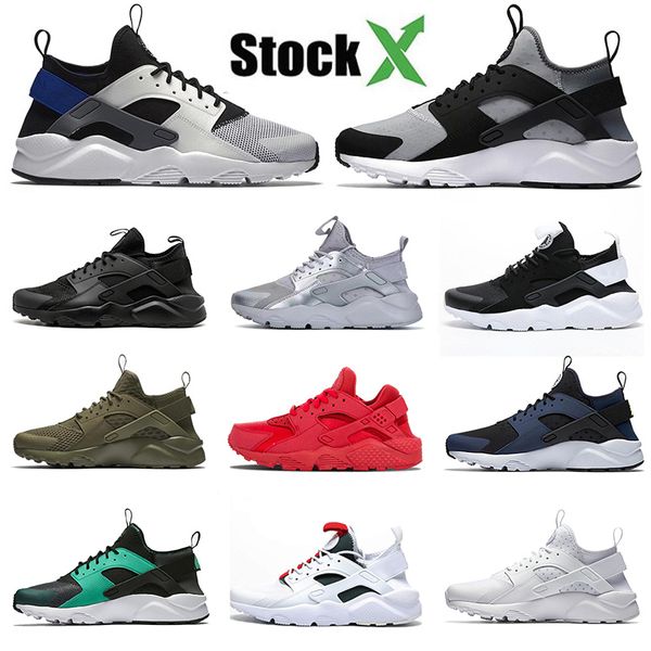 

2020 air huarache 4 1 classical ultra huaraces running shoes oreo triple white olive green black dot sunset tint sports sneakers trainers, White;red
