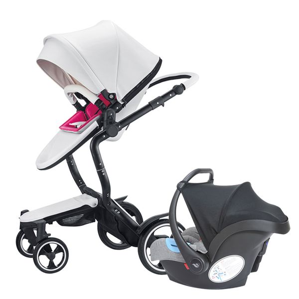 

high landscape foofoo baby stroller two-way can sit reclining with sleeping basket leather