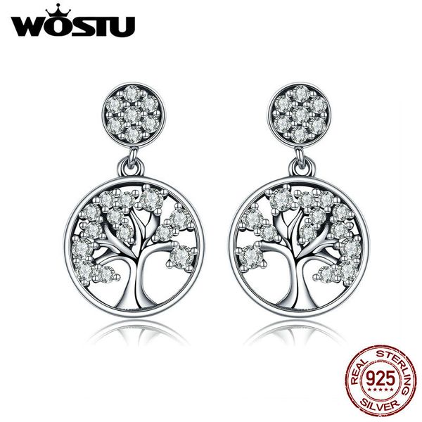 

wostu authentic 925 sterling silver tree of life drop earrings for women fashion brand jewelry gift for friends cqe067