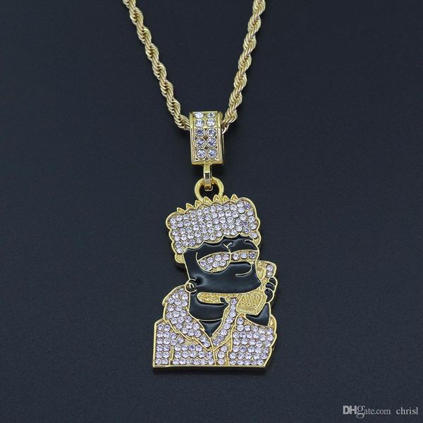 

hip hop chain cartoon characters pendant hip hop necklace jewelry bling bling necklace for men and women, Silver