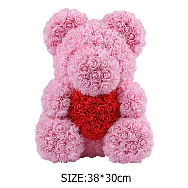 

40cm rose with decoration flowers wedding teddy bear bear for gift heart valentines love crafts rose day foam girls lellf
