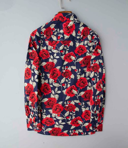 

boutique street hip hop mens shirts diors luxury fashion mens designer dress shirts street fashion rose print dress shirt, White;black