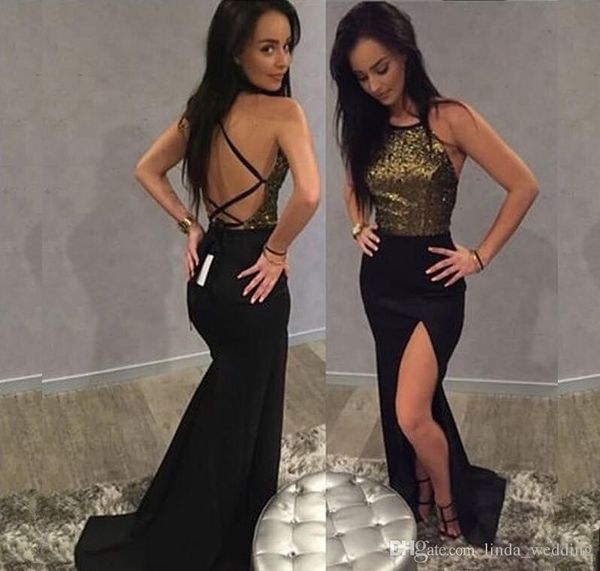 Black Dress Prom Mermaid longo Backless Holidays Formal Wear Partido Evening Traje Académico Custom Made Plus Size