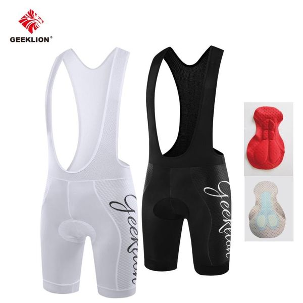 

geeklion 2020 white cycling bib shorts men pro team breathable coolmax pad quick dry road bicycle shorts