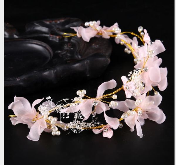 

pink cloth hairband bridal headdress handmade hairband accessories wedding headband accessories bridal jewelry, Slivery;golden
