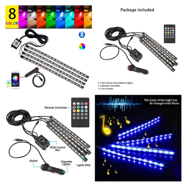 

12v led car charge colorful interior floor decorative atmosphere lamp light car-styling car accessories for all universal cars