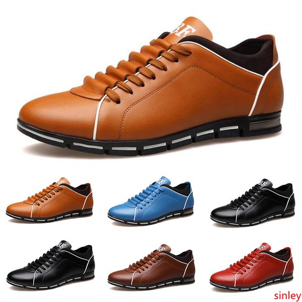 

оптовые мужчины случайные кожаные ботинки черного красного каштановых светло-голубых моды мужских кроссовок плоских обувей на открытом возду