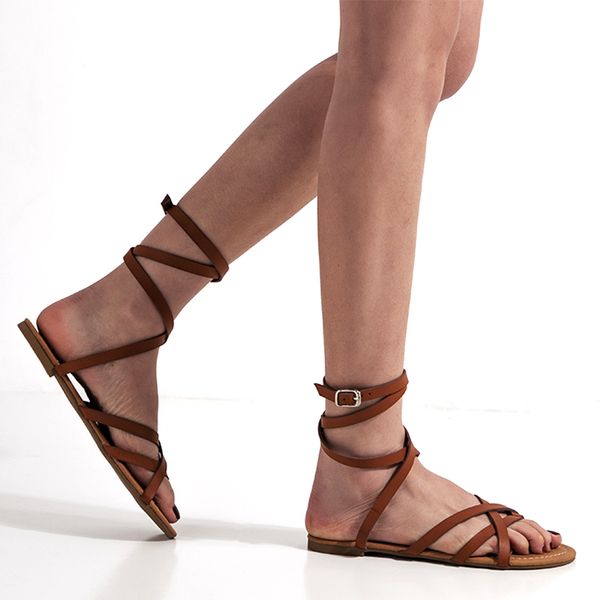 

wetkiss price big size 50 ankle cross strap high gladiator sandals flat summer beach sandals boho thong sandals ladies, Black