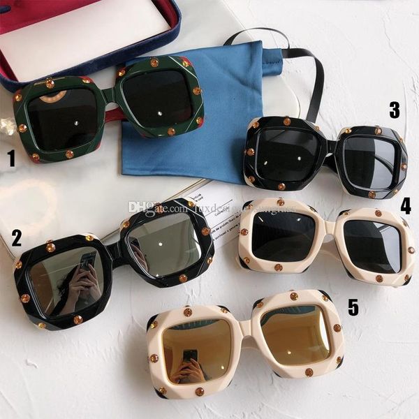 

5 colors 0481 luxury sunglasses with hallmark big square frame with rhinestone uv protection lens with stamp fashion sunglasses