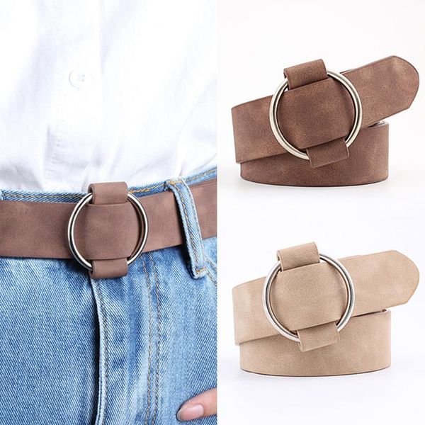 

retro velvet women belt for jeans dress fashion needleless round buckle belt solid color simple casual female, Black;brown