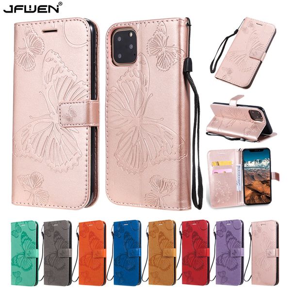 

butterfly leather wallet phone cases for iphone 11 pro xr 7 8 x xs max 6 6s plus case flip cover with lanyard card slot holder