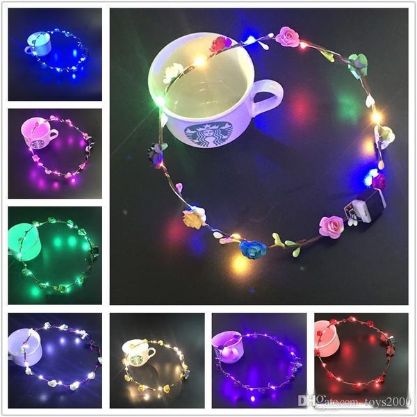 

мигающие светодиодные струны glow flower crown повязки light party rave цветочные волосы гирлянда светящийся венок свадьба цветочница детски