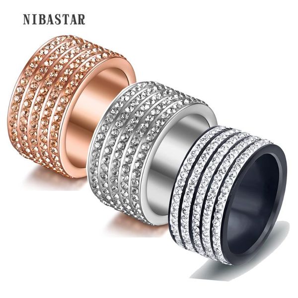 

black gun plated women jewelry cool 5 row stainless steel black ring, Golden;silver