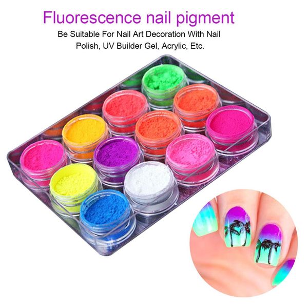 

1 set neon pigment fluorescence effect nail glitter fluorescent color powder nail polish dust uv gel decorations, Silver;gold