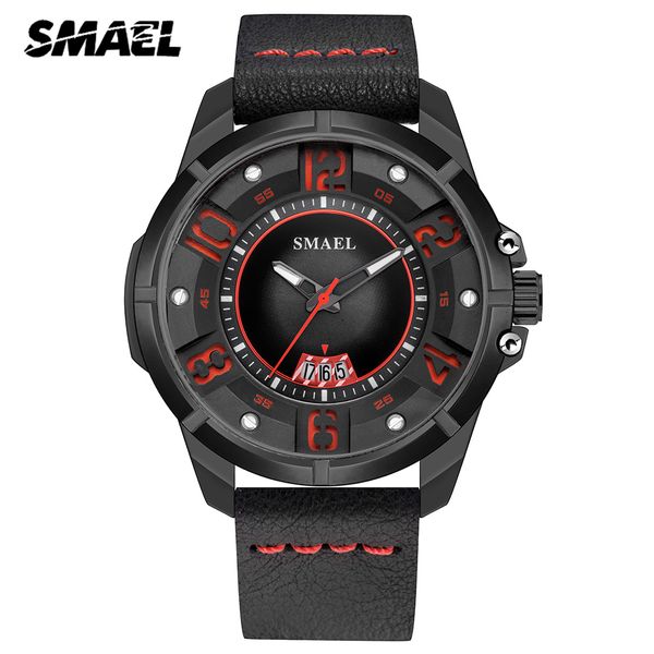 

smael mens watches casual leather waterproof watch men sport clock quartz wristwatch relogio masculino, Slivery;brown
