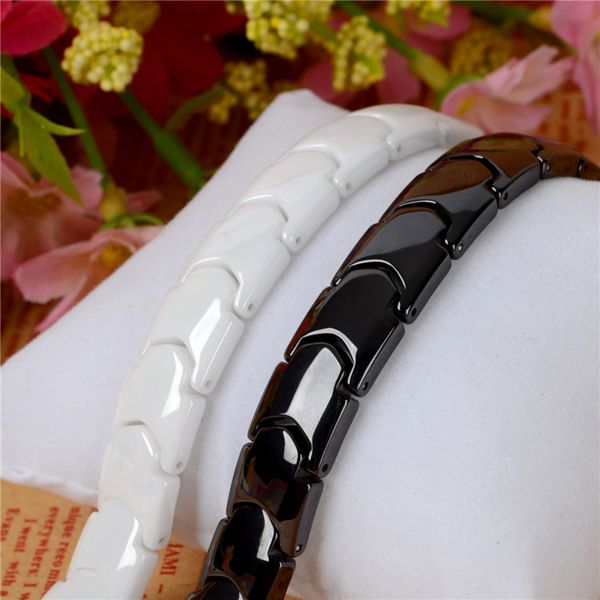 

ime black white ceramic magnetic therapy bracelet bio elements energy germanium bracelets bangles health fashion jewelry