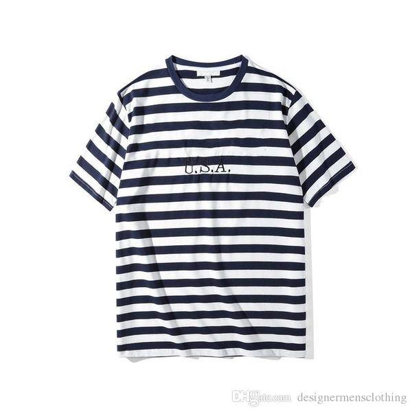 

джинсы сша женских полосатых футболки моды вышивка дизайнер тройники короткий рукав топы одежда летней повседневный пара тройники, White