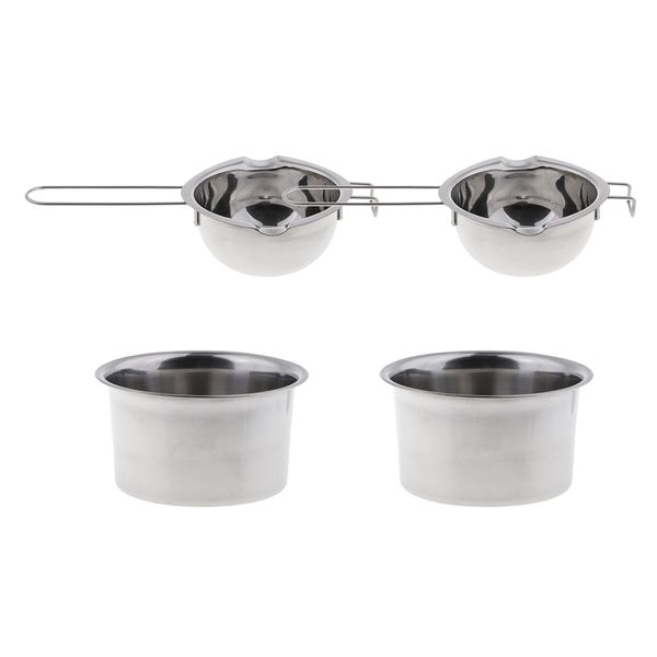 

4 pieces stainless steel candle wax melting pots for handmade diy craft