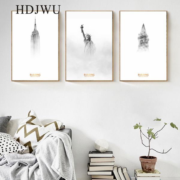 

nordic minimalist architectural decoration canvas painting home wall printing posters for living room aj00347