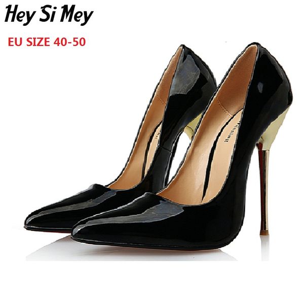 

large size 40-50 women pumps high heels lady shoes wedding party ladies shoes thin spike heel female pump dropshipping, Black