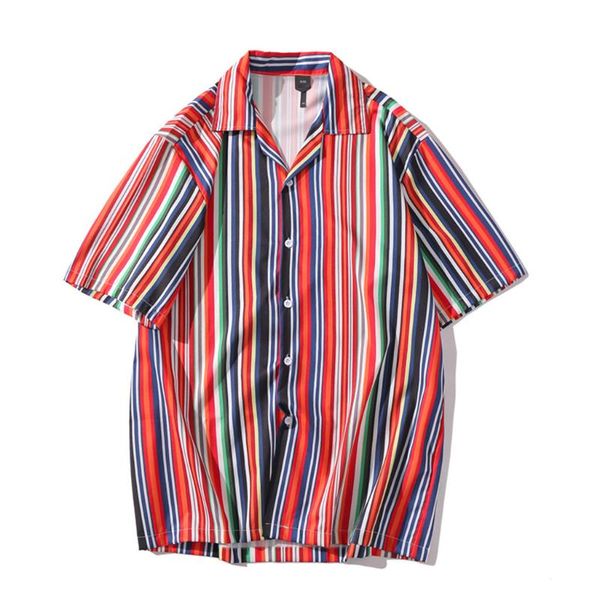 

camisa mens summer fashion shirts casual mens short sleeve shirts beach loose casual blouse para hombre 2020, White;black