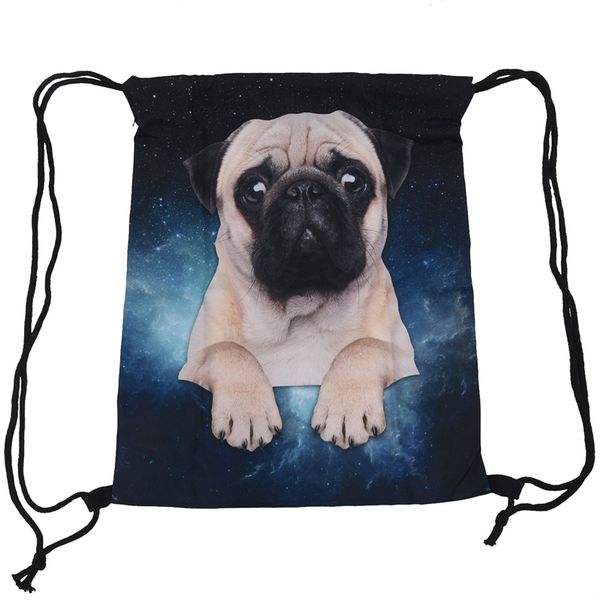 

lovely 3d printed backpacks bags drawstring rucksacks big capacity schoolbag for young men & women(blue and black