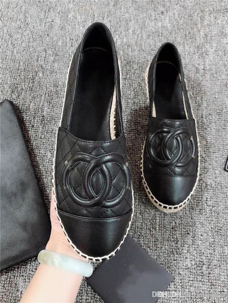 

2019 женская espadrilles поскользнуться на кожаные черные туфли с оригинальной коробке, Blue;gray