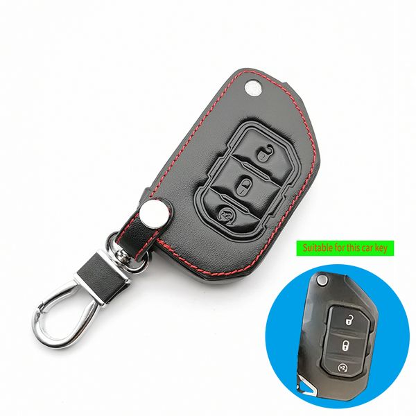

3 buttons praise leather case cover holder bag for wrangler jl 2018 for jl remote key fob car interior accessories